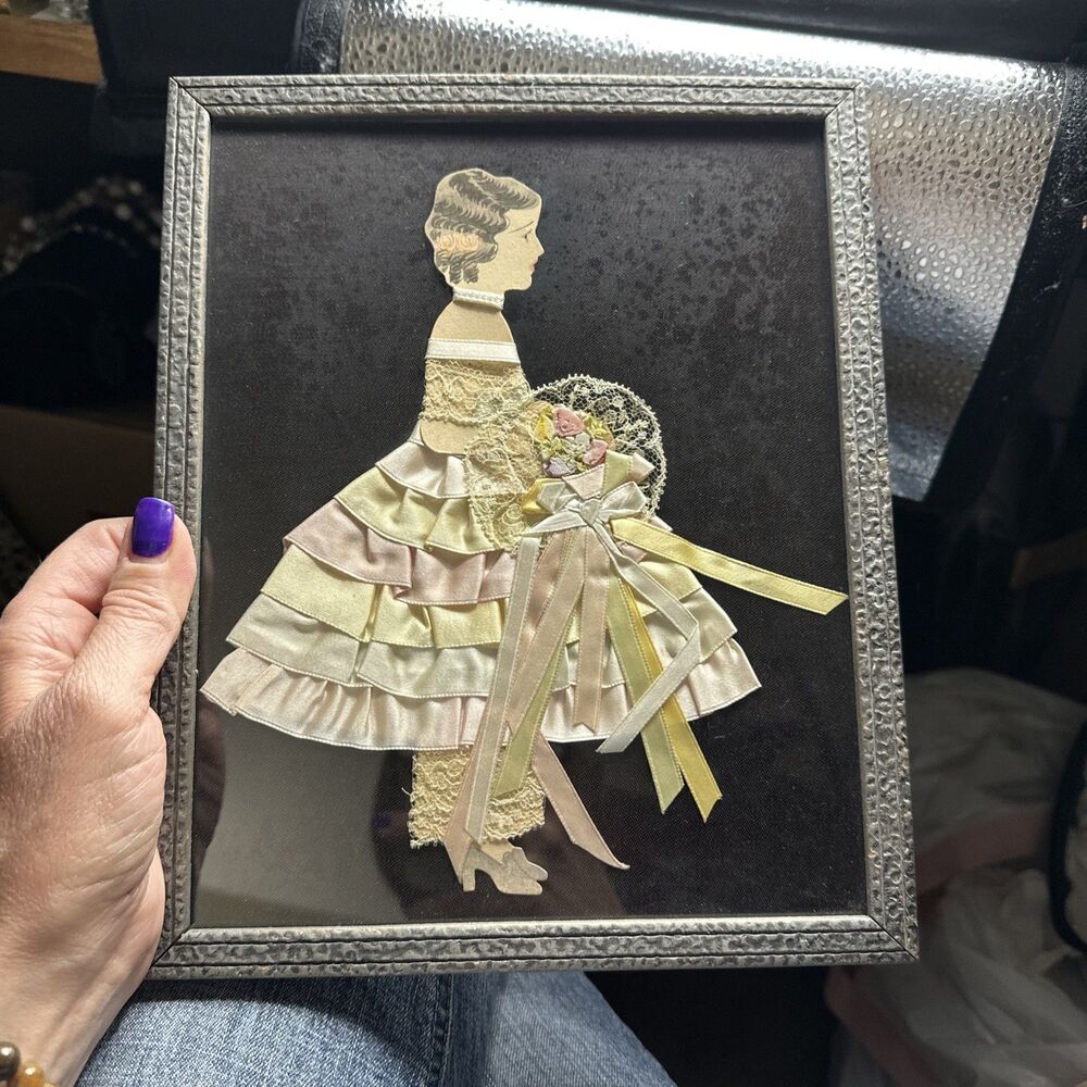 Vintage Ribbon Lady Picture 1920 / 1930 Art Deco - Picture 2 of 13